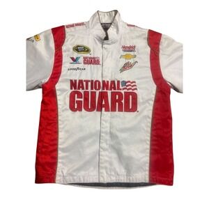 Chase Authentics NASCAR National Guard Racing Jacket White Red Mens Medium MD